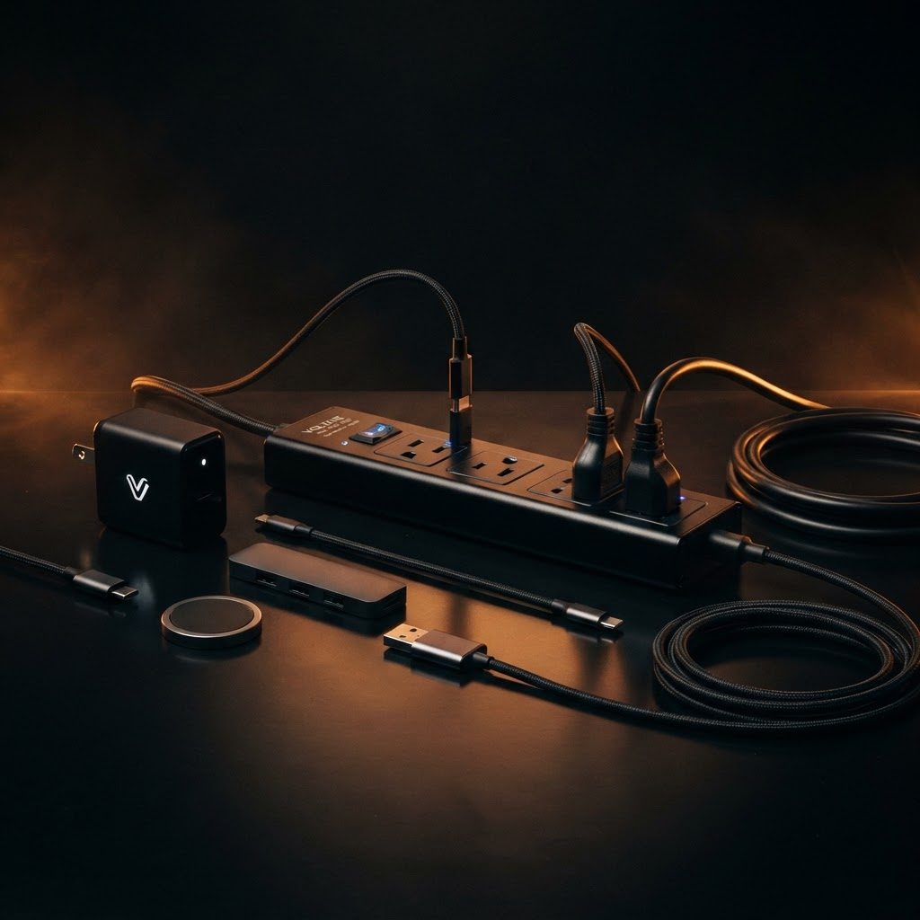Power strip, cables and electrical connectors